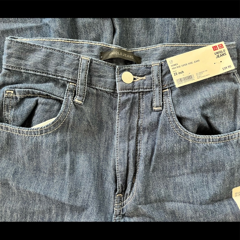 Uniqlo super wide leg jeans.